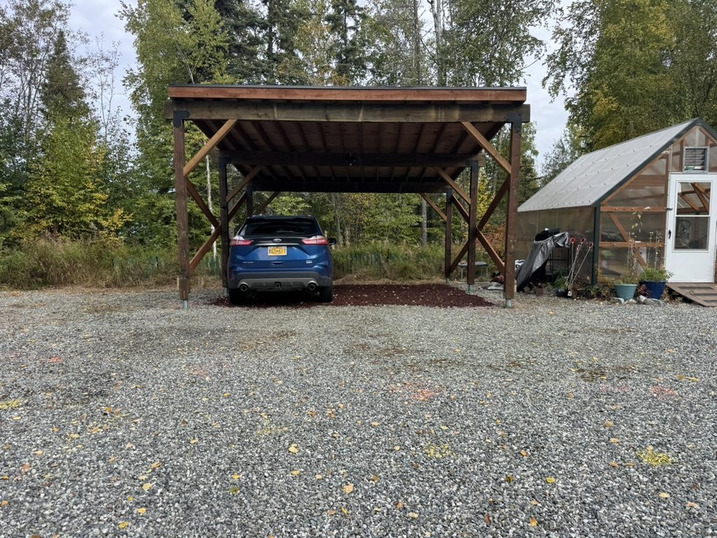 Custom-built wood carport
